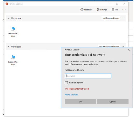 AVD: The logon attempt failed | Microsoft Community Hub