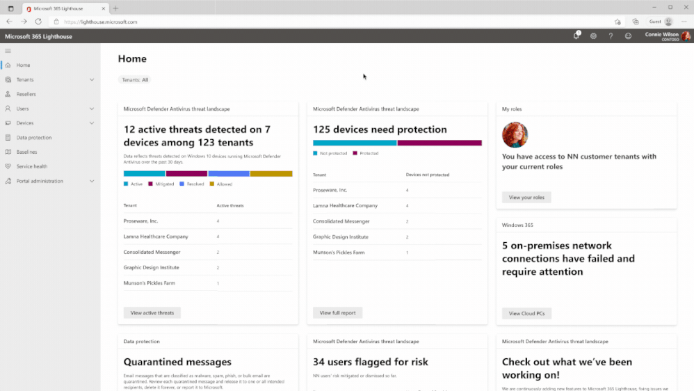 A GIF demonstrating how to deploy Microsoft Edge security settings in Microsoft 365 Lighthouse.