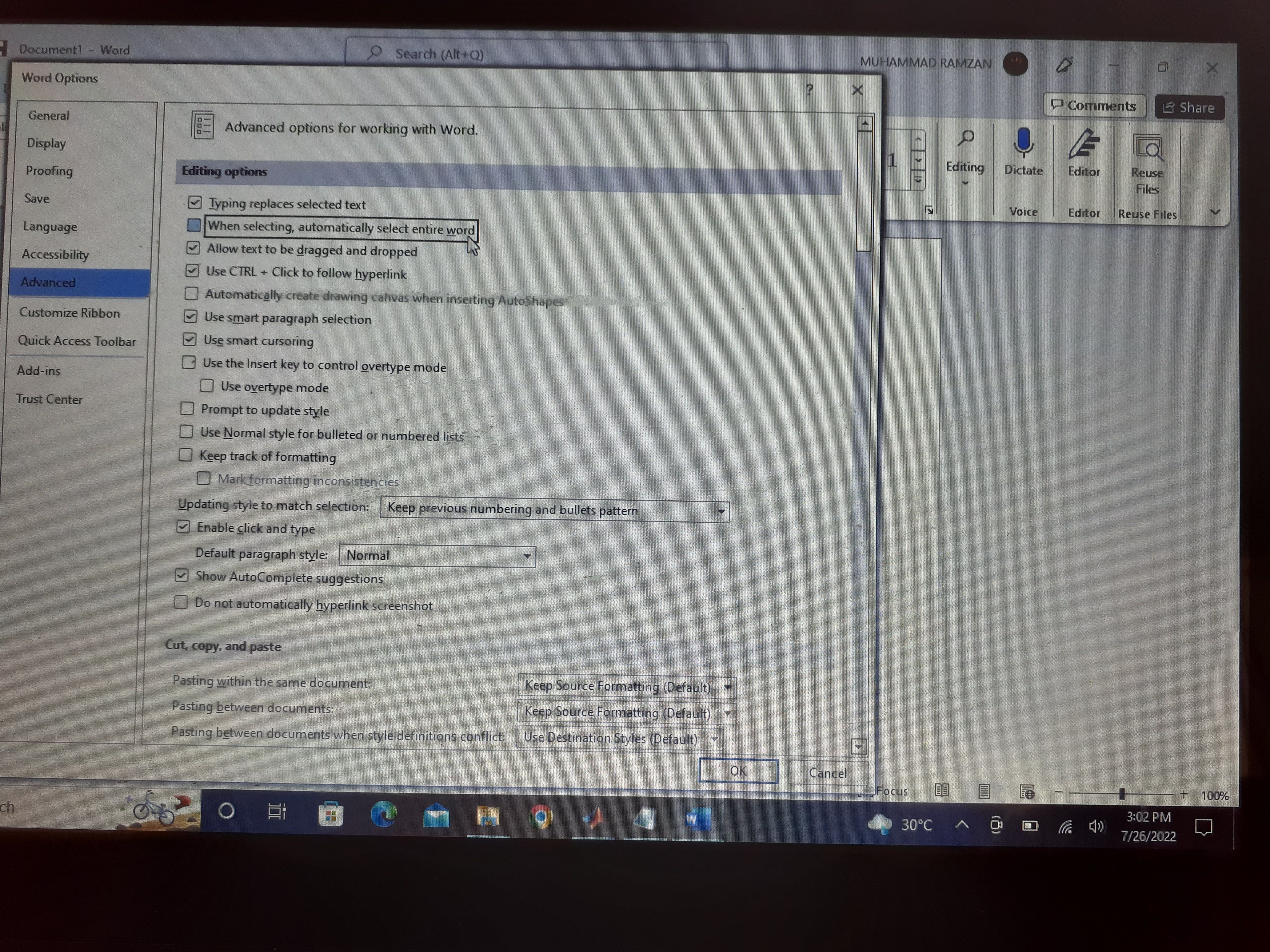 Auto select text in Microsoft Word | Microsoft Community Hub