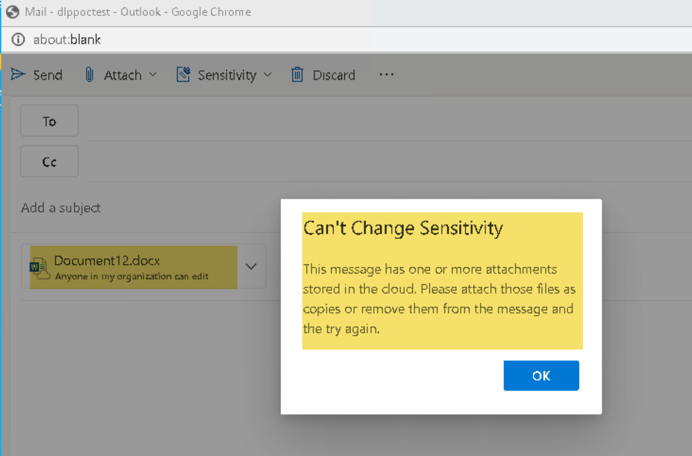 Can't send documents in OneDrive as a link with label enabled ...