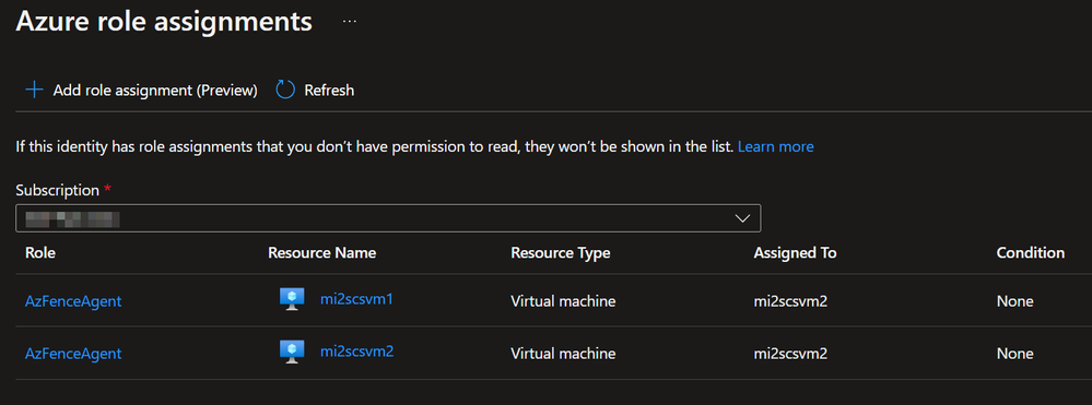 Figure 5 - Verifying assigned roles to VM's MSI - step 2/2