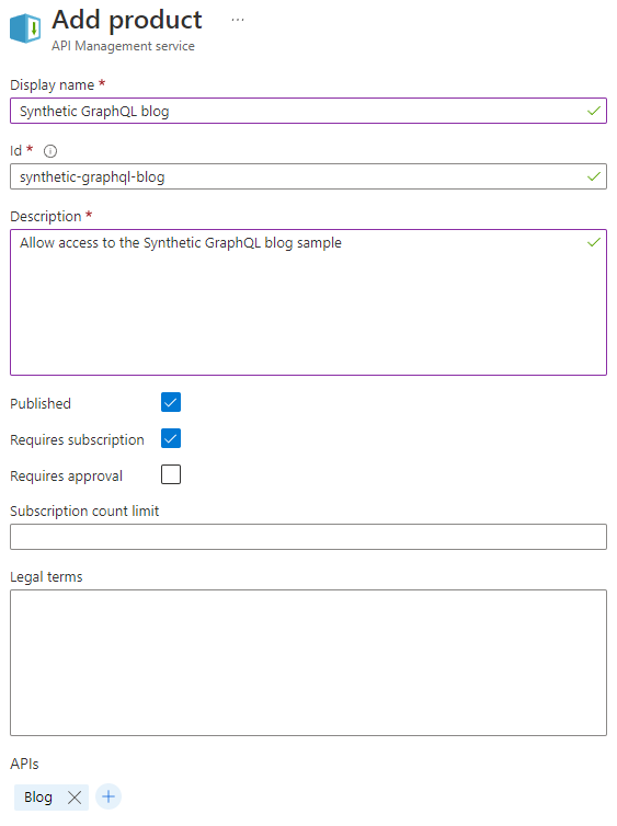My API product to call the API