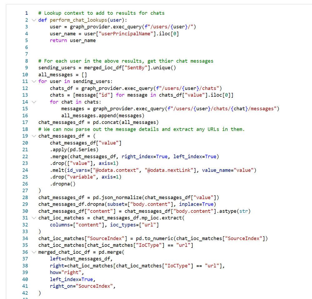 Screenshot of Graph API calls using MSTICPy