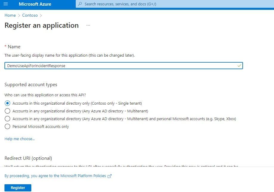 Choose a Supported account type - either single-tenant or multi-tenant
