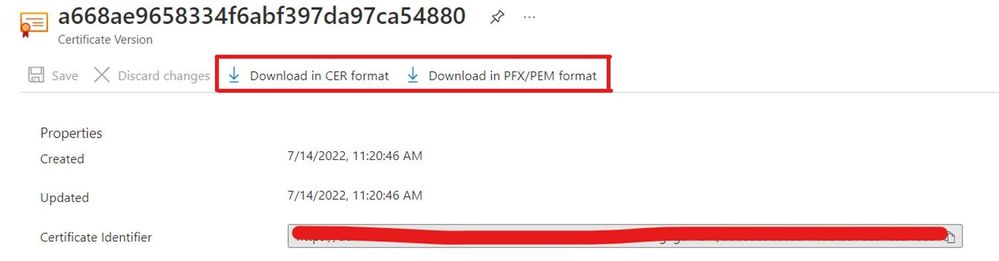Download the created certificate