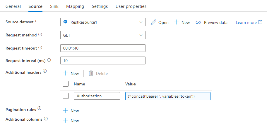 Source data settings