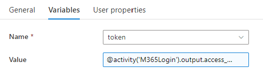 Variable setting for token