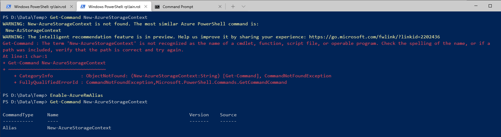 Azure Function: The term 'New-AzureStorageContext' is not