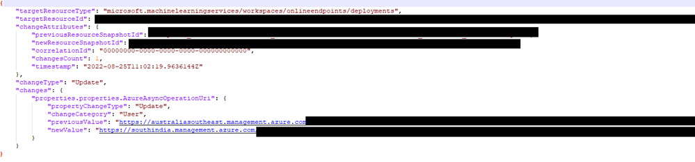 Screenshot of resourcechanges properties json