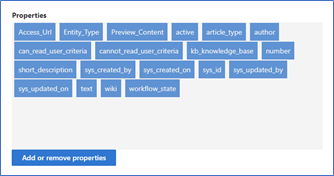 Default property selection in ServiceNow Knowledge Connector