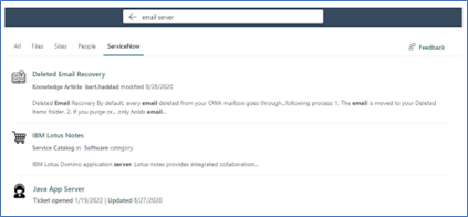 ServiceNow Knowledge, Catalog and Tickets content in a single vertical
