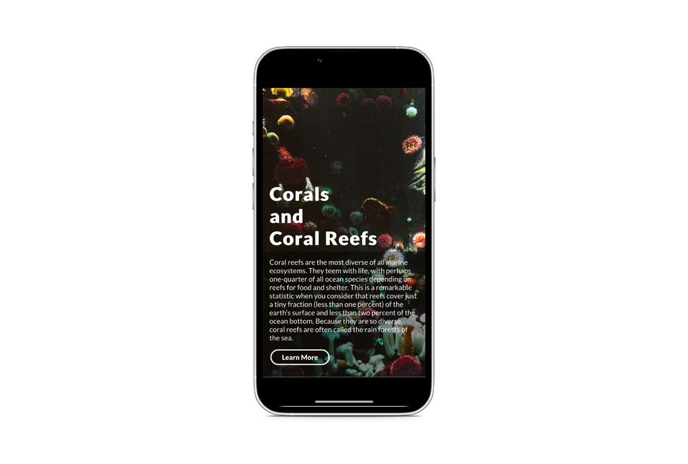 Introduction screen for Corals and Coral Reefs collection.