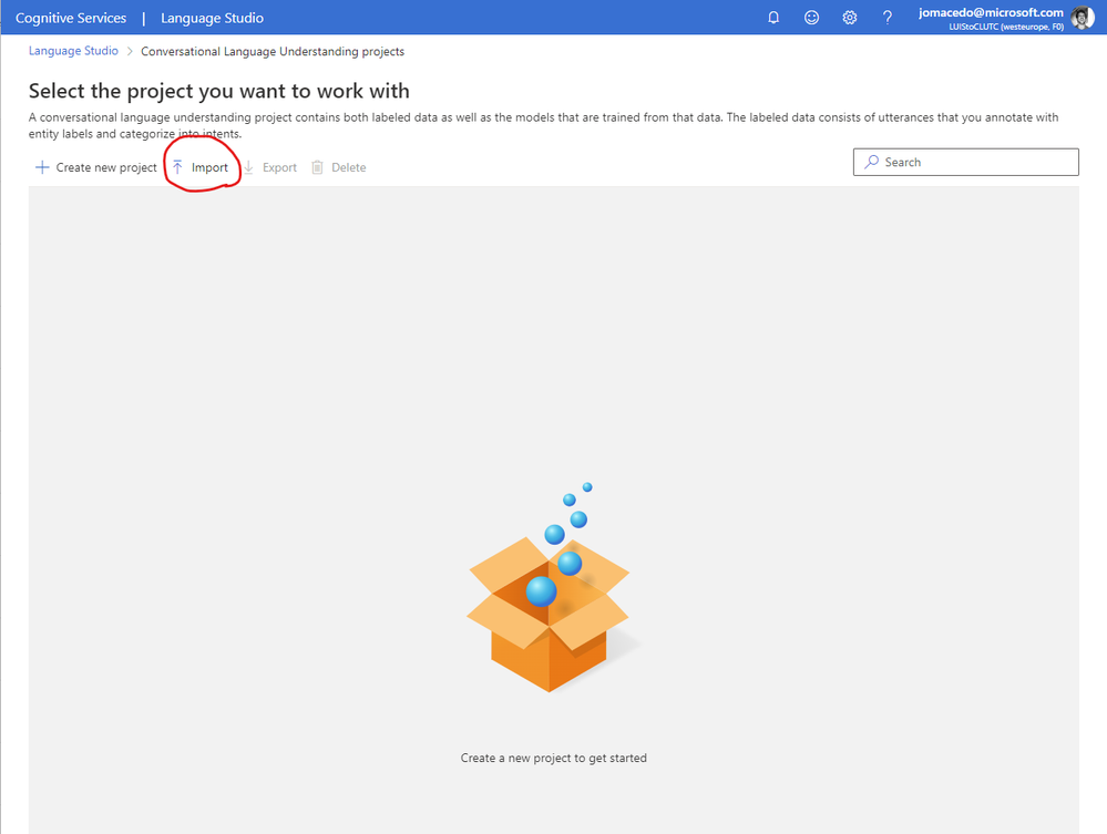 Importing LUIS model in Language Studio