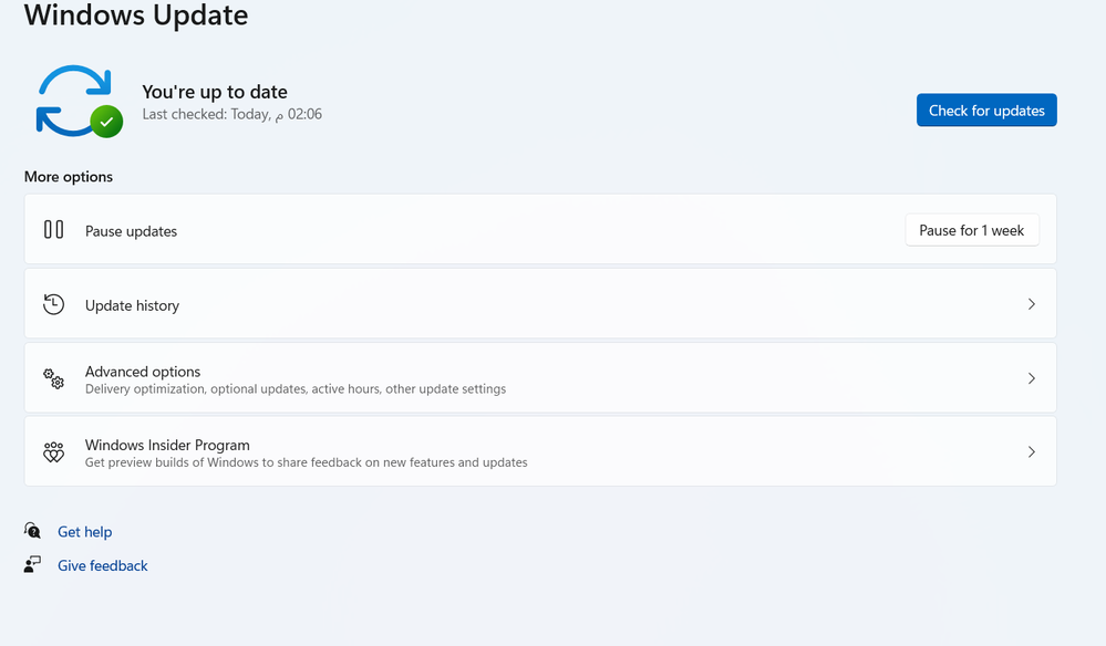 in windows update haven't update