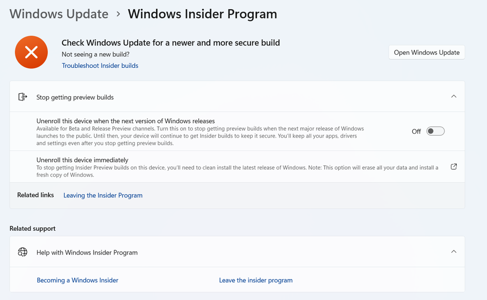 but in windows insider program there is a message confirming that there are updates