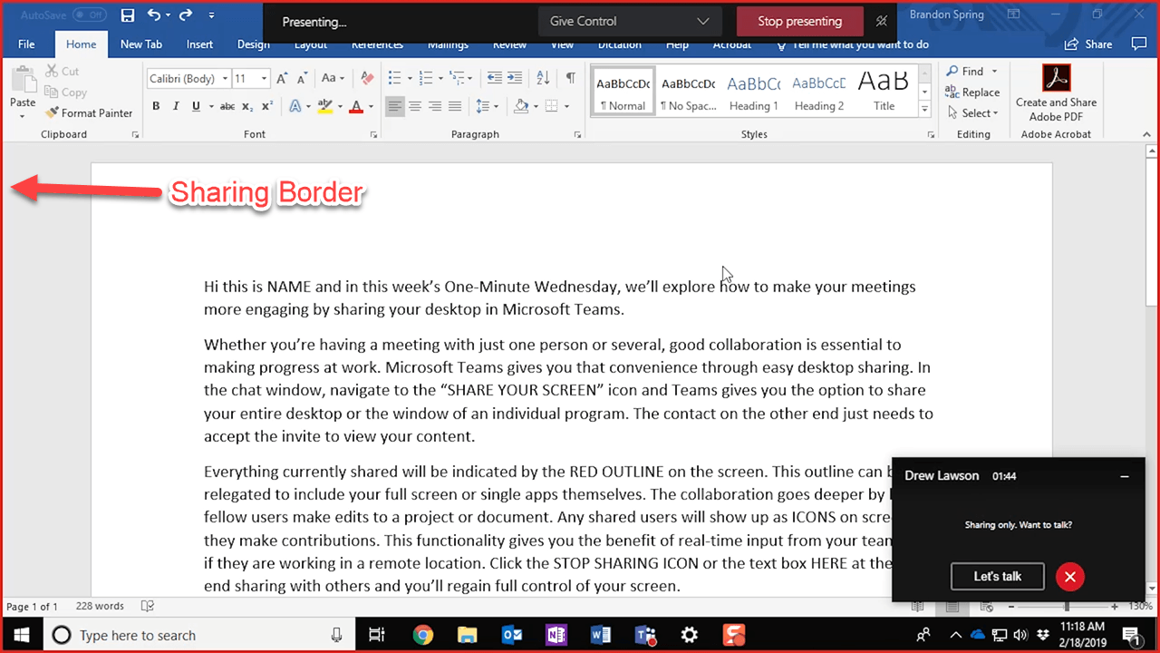 Sharing Screen: Red Border and other elements not visible | Microsoft ...