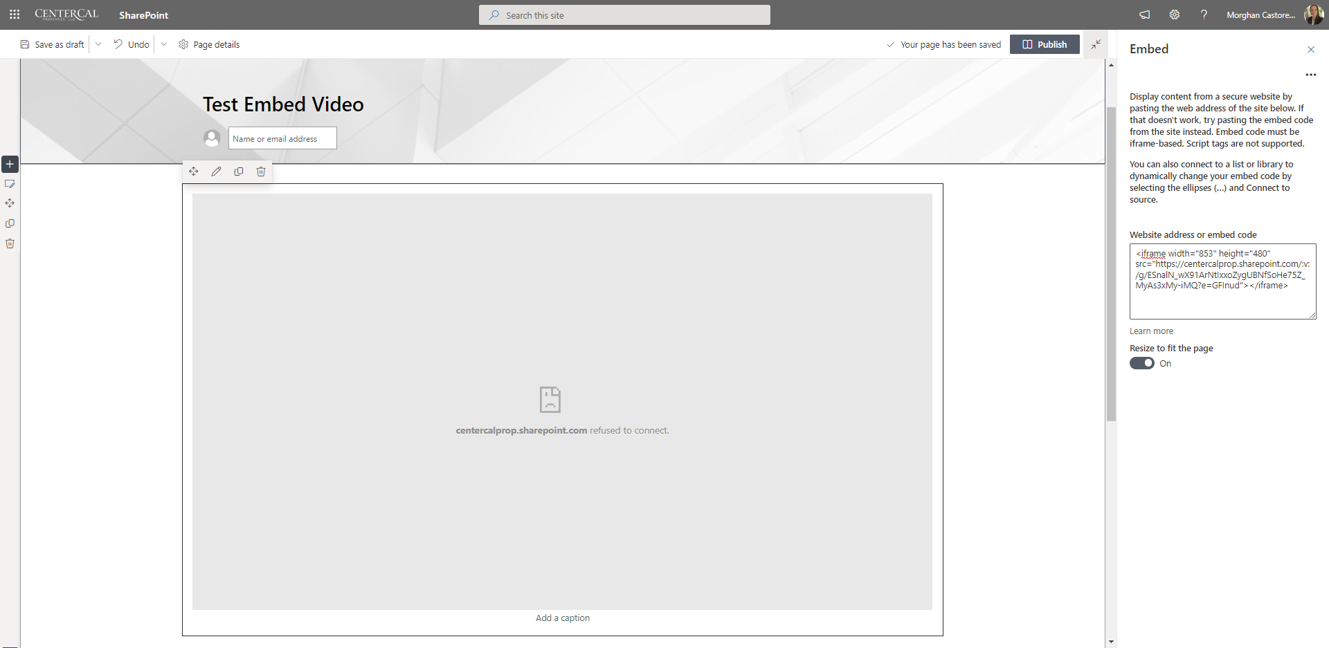 Unable to embed videos on SharePoint pages | Microsoft Community Hub