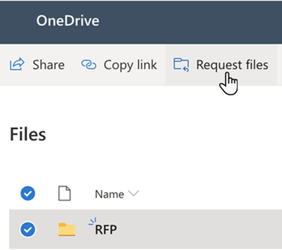 Select the folder where you want the files to be uploaded, and then select Request files.