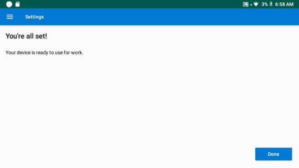A screenshot that shows what it looks like when Microsoft Intune enrollment is complete.