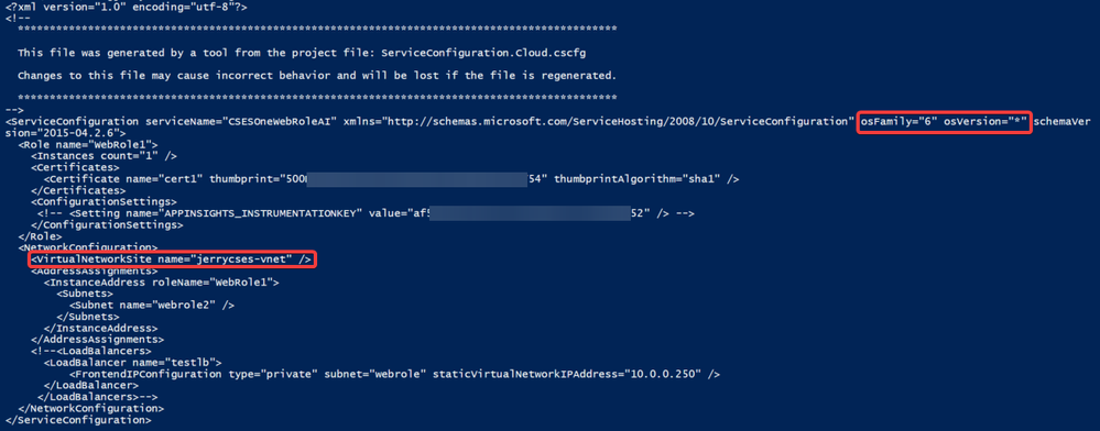 Example of configuration data of CSES