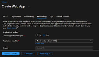 Application Insights On By Default