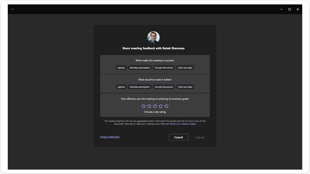 Data-driven recommendations coming in Viva Insights based on meeting effectiveness surveys