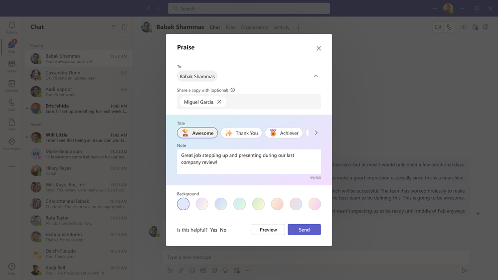 New praise compose experience with sharing