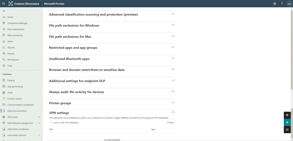 Figure 3: configuring network location as exception in DLP policies