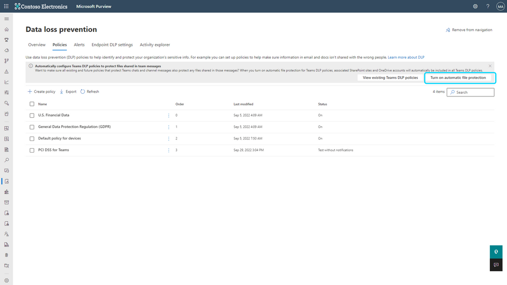 Figure 6: Extending Teams DLP policy to other workloads