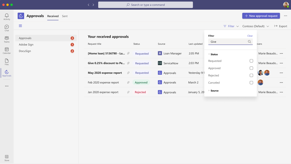 Additional filters added to the Approvals list.png