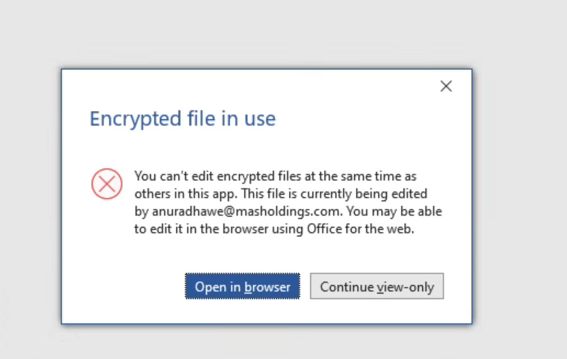 Can't edit encrypted files at the same time as others when open ...