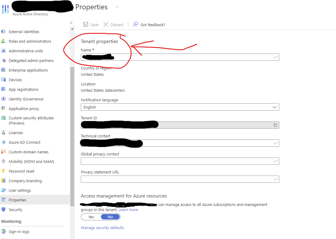 tenant name in azure ad properties | Microsoft Community Hub