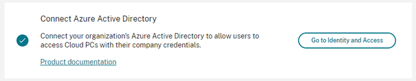 Screenshot from the Citrix cloud console showing how to connect to Azure Active Directory