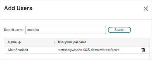 Screenshot of the Add Users prompt