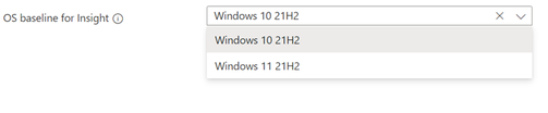 Select your preferred OS baseline from a dropdown menu on the Test Matrix tab of the package upload experience.