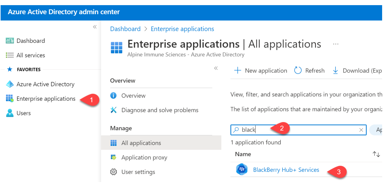 Unable to add BlackBerry Hub+ Services in Azure Active Directory admin ...