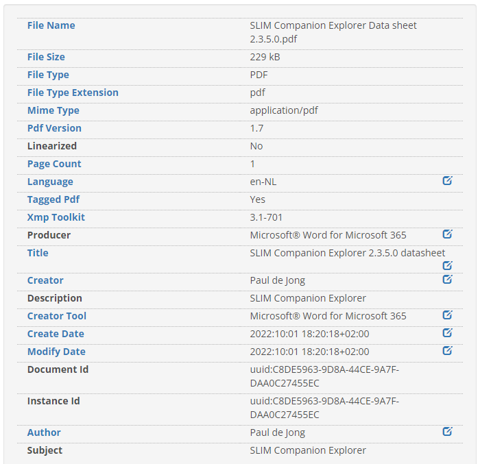 Example of metadata in PDF file