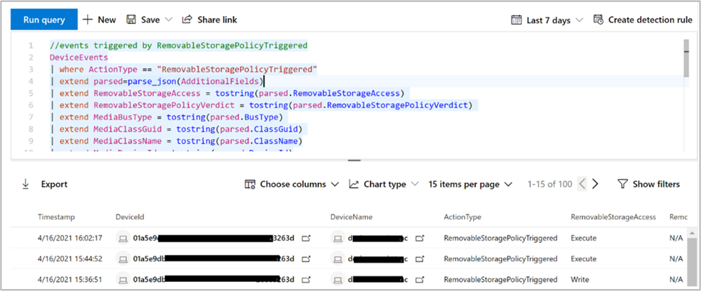 Example query script for event auditing.