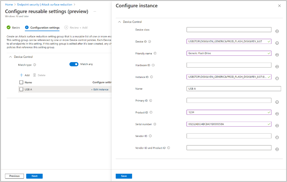 A screenshot of configuring reusable settings in the Endpoint Manager admin center.