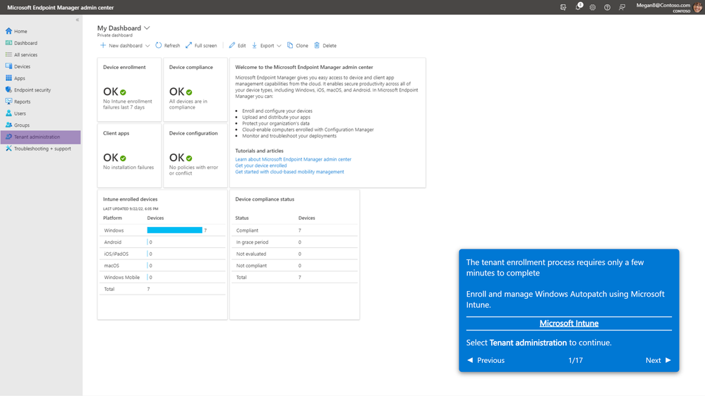 Screenshot from the interactive demo series that can guide you through common Autopatch tasks