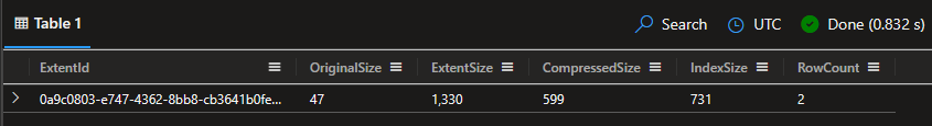 Result output of line .set MyTable...