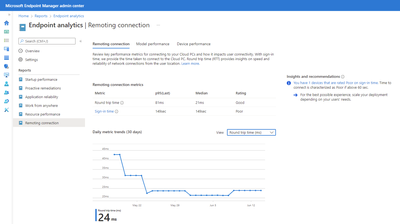 Endpoint Analytics Remoting Connection Report Screenshot