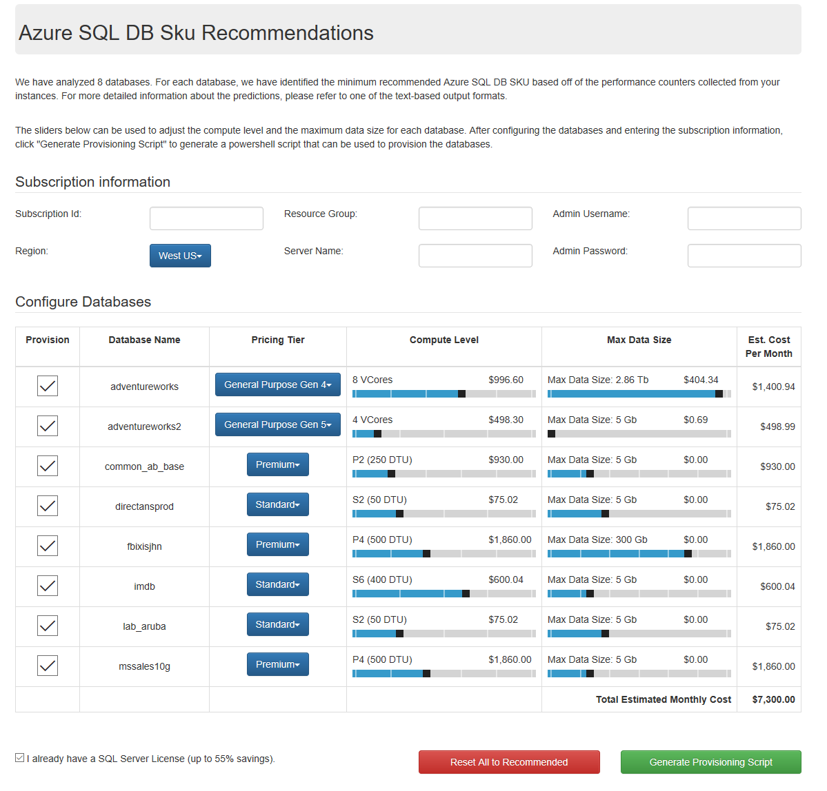 Identify the best Azure SQL Database SKU for your on-premises database ...