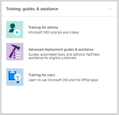 Training, guides & assistance snippet from Microsoft 365 tenant