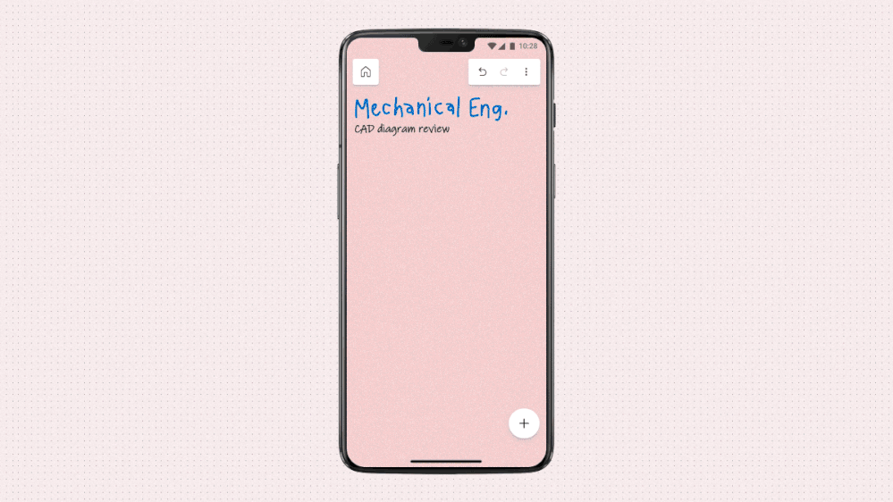 An animated image demonstrating inserting images through the Create panel from your gallery or device camera on the Whiteboard mobile app.