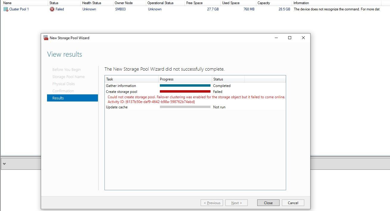 Server 2019 Add Cluster Storage failed | Microsoft Community Hub