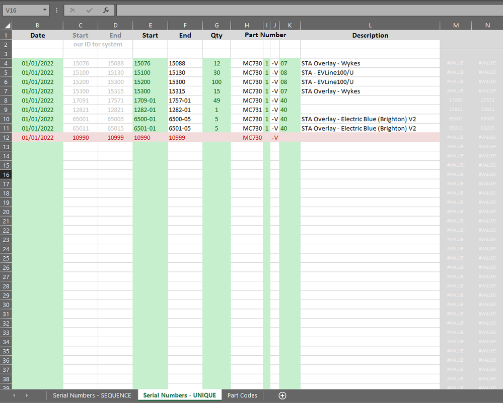 3) The corresponding row is also highlighted on tab 1.