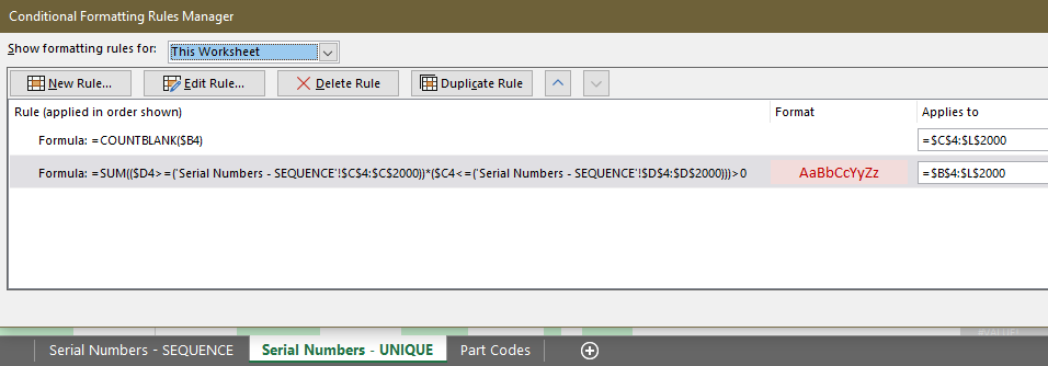 6) Conditional formulas on tab 2.