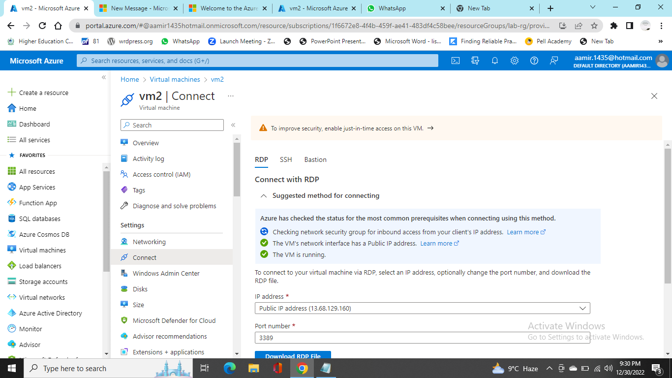 rdp to vm issue | Microsoft Community Hub