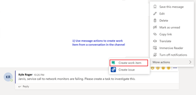 Create a work item from a Teams channel